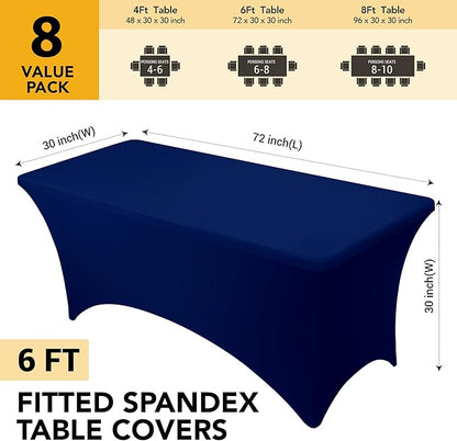 8-Pack Premium Navy Blue Spandex Tablecloths - Image 6
