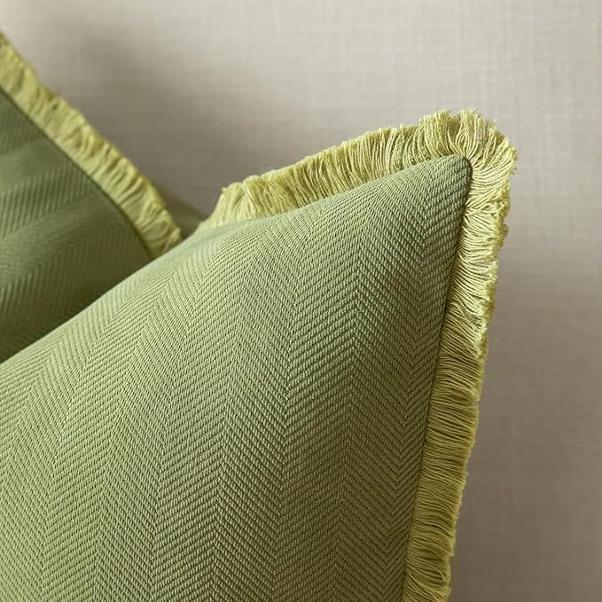 Set of 2 Decorative Fringe Throw Pillow Covers Chenille Pillow Covers Elegant - Image 2