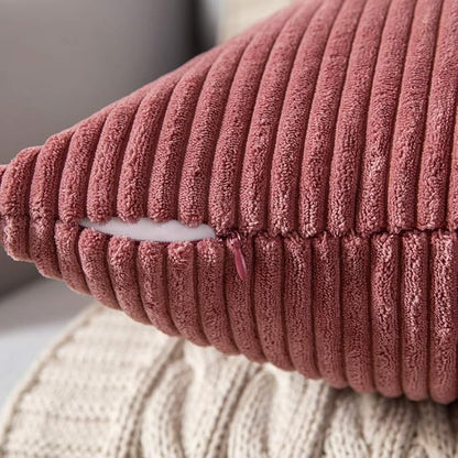 MIULEE Winter Pack of 2 Corduroy Soft Soild Decorative Square Throw Pillow - Image 2