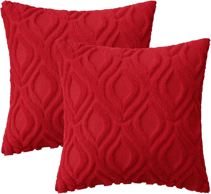 MIULEE Christmas Red Throw Pillow Covers 16x16 Inch, Soft Winter Plush Faux - Image 6