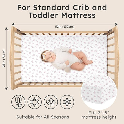 Baby Crib Sheets for Boys Girls Neutral, 2 Pack Crib Mattress Sheet for - Image 2