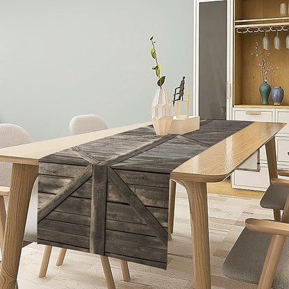 Rustic Barn Door Table Runner Farmhouse Grey Wooden Door Garage Door Rural Farm - Image 3