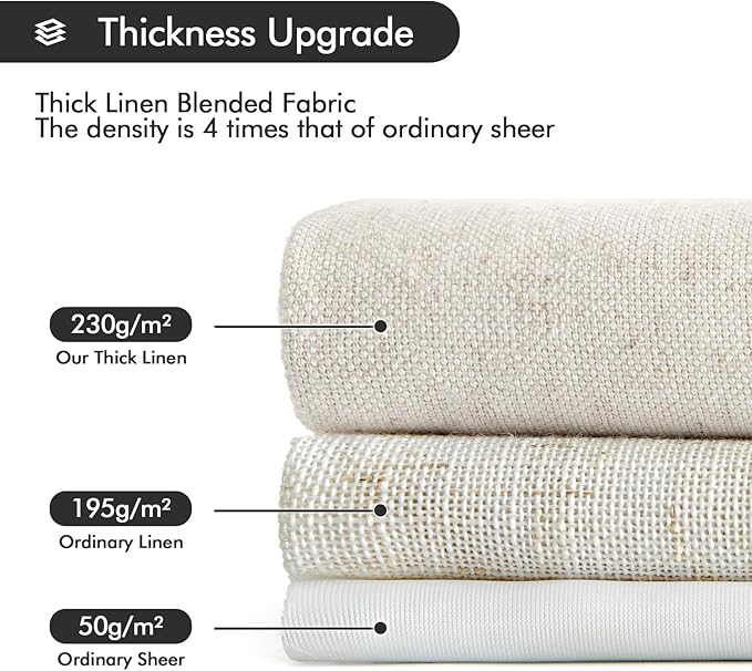 MIULEE Non-See-Through Privacy Linen Curtains 2 Panels, Light Filtering Window - Image 4