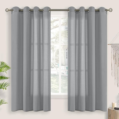 BGment Grey Sheer 63 Inch Curtains 2 Panel Set, Natural Linen Grommet Light by BGment