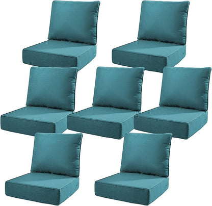 6" Thick Outdoor Cushions 22x24x6, 7-Set Deep Seat Patio Cushions by Pugire
