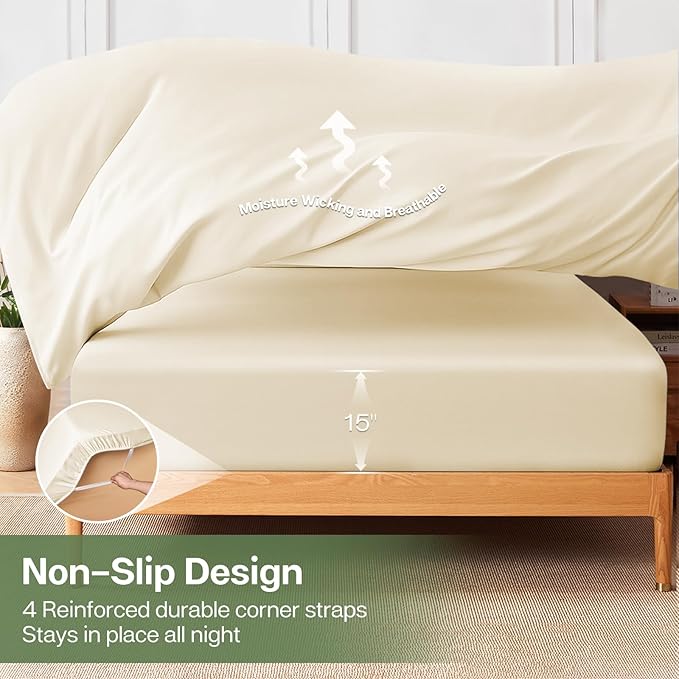 MR&HM California King Fitted Sheet, Ultra-Soft Rayon Derived from Bamboo & - Image 6