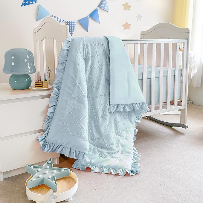 Wowelife Baby Crib Bedding Set for Girls, 3 Piece Boho Crib Comforter Set Ruffle by WOWELIFE