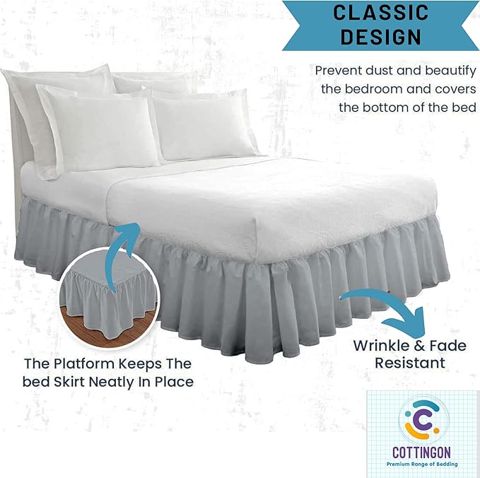 Ruffled Bed Skirt with Split Corners-Dust Ruffle - Image 4