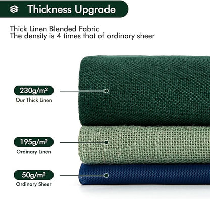 MIULEE Non-See-Through Privacy Linen Curtains 2 Panels, Christmas Emerald Green - Image 4