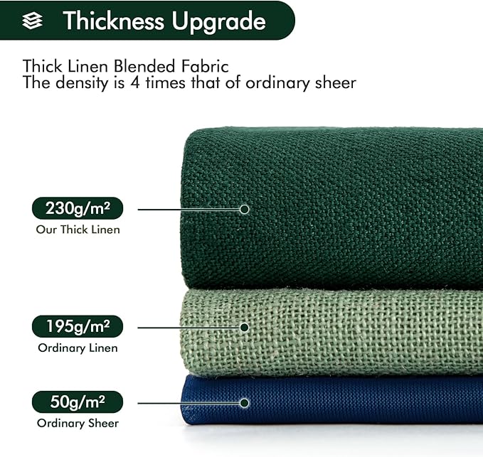 MIULEE Non-See-Through Privacy Linen Curtains 2 Panels, Christmas Emerald Green - Image 4