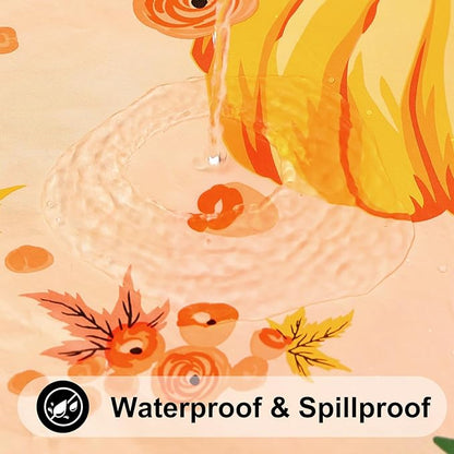 Smiry Plastic Thanksgiving Tablecloth, Pumpkin Wipeable Flannel Backed Vinyl - Image 3