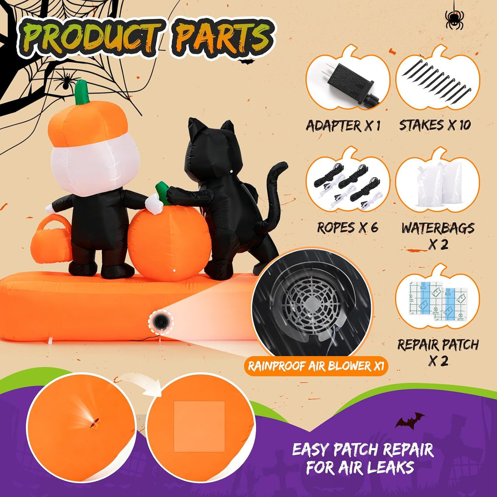 Toiyjofe 7FT Halloween Inflatables Trick-or-Treat Squad Yard Decoration
