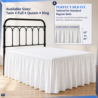 ruffled bed skirt full size 18 inch drop showing dimensions