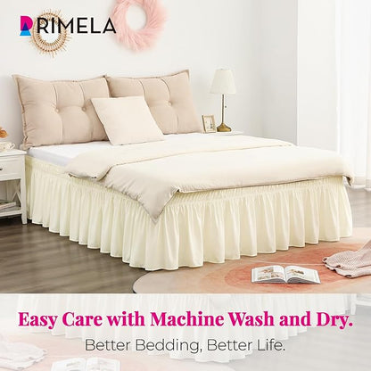 RIMELA Butter Yellow Bed Skirt Queen Size 18 Inch Drop, Elastic Bed Skirting - Image 5