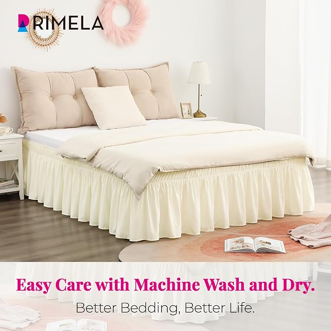 RIMELA Bed Skirt King Size 12 Inch Drop, Wrap Around Elastic Bedskirt Solid - Image 5