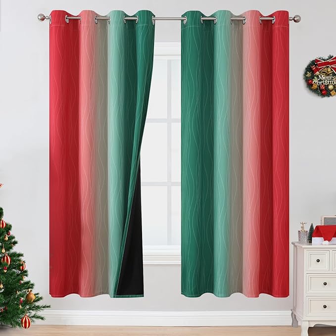 Estelar Textiler Red and Green Blackout Curtains by ESTELARTEXTILER