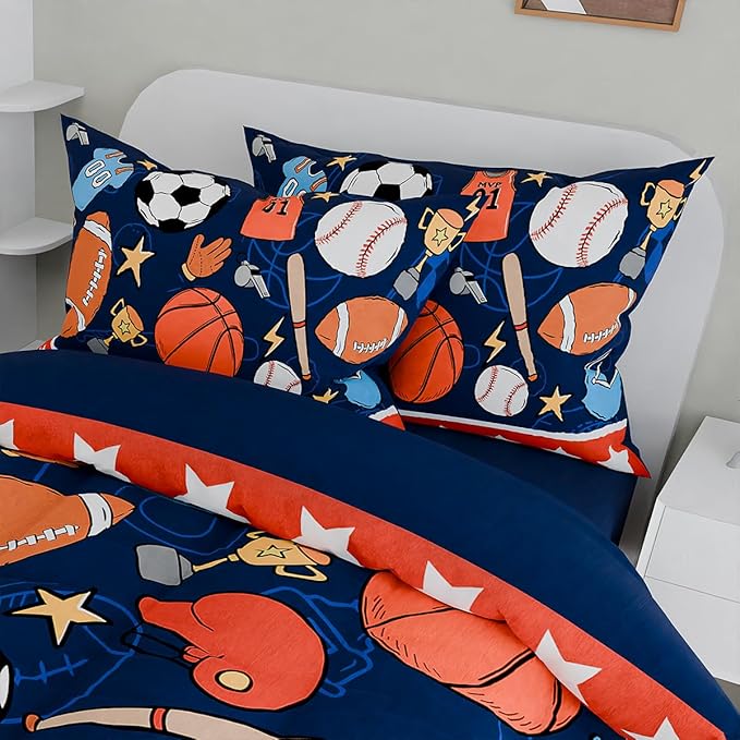 SANDJEST Sports Bedding Sets for Boys, Ultra Soft Microfiber Comforter Bed Set - Image 5