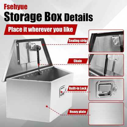 26x13.3x12 inch aluminum trailer tongue tool box heavy, close-up detail