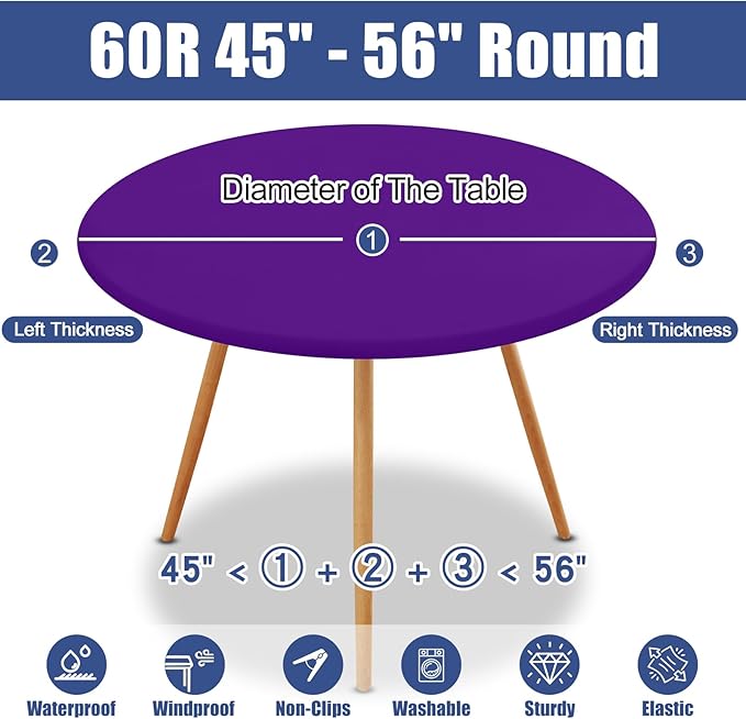 Round Spandex Tablecloth, Elastic Fitted Waterproof Tablecloths - Image 8