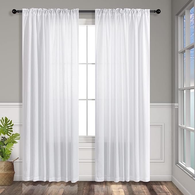 Pitalk Solid White Curtains 54 Inch Length - Image 9