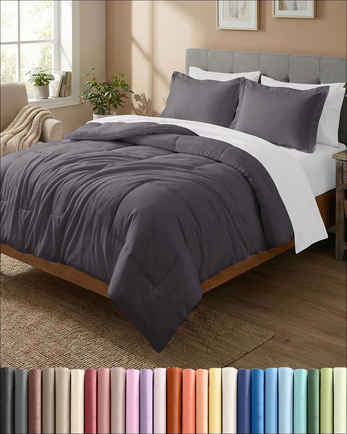 full comforter set - dark grey bedding for, main product view