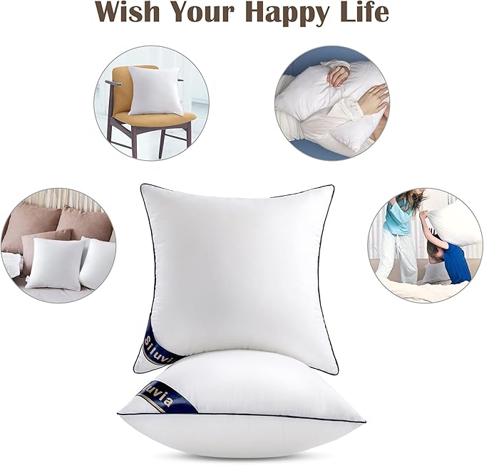 Siluvia 18"x18" Pillow Inserts Set of 2 Decorative Square Throw 18" Pillows - Image 7