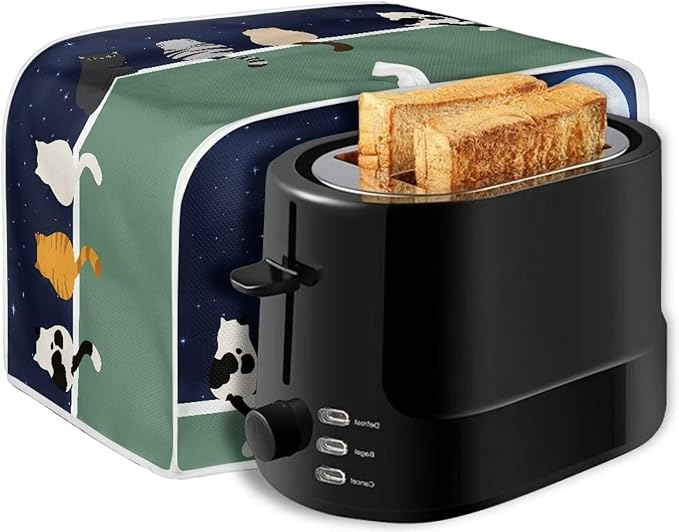 Galaxy Print Oven Cover Kitchen Bread Machine Protector, Moon Cat 2 Slice - Image 7