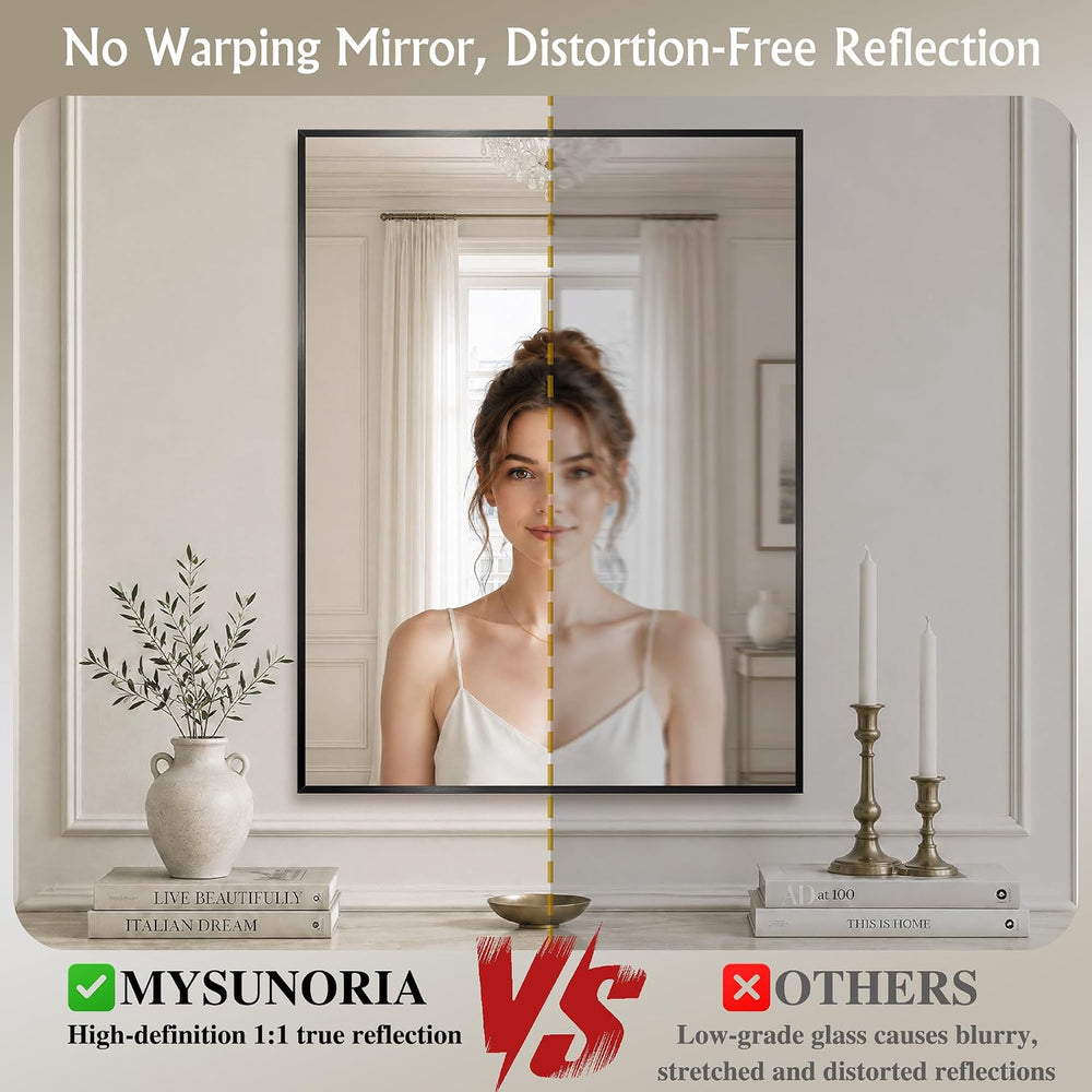 30"x36" Black Bathroom Mirror Metal Framed Horizontal or Vertical