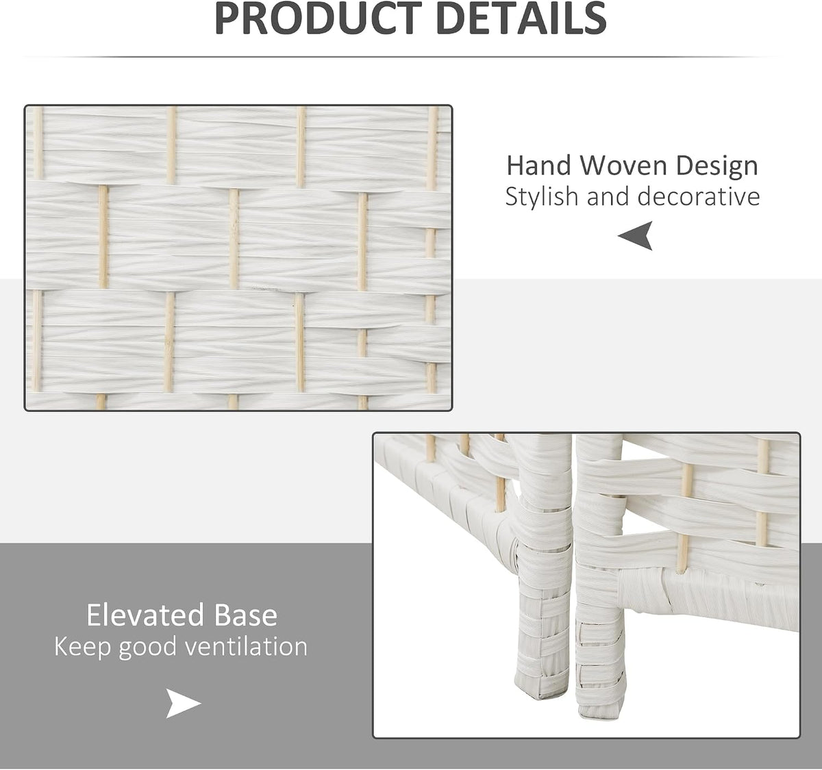 homcom room divider 3-panel, 6ft-tall folding privacy screen showing dimensions