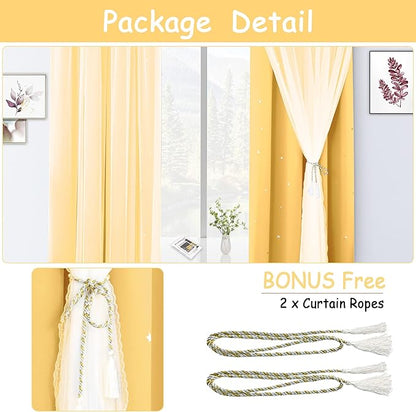 Kinryb Blackout Curtains for Girl Bedroom/Living Room/Classroom, Sheer Overlay - Image 7