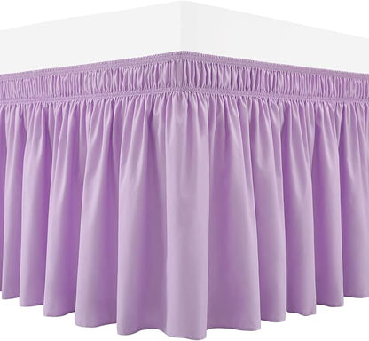 RIMELA Lilac Purple Bed Skirt Queen Size 15 Inch Drop Elastic Wrap Around Dust - Image 9
