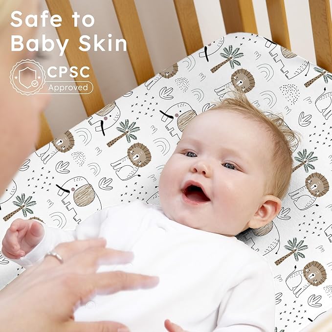 Baby Crib Sheets for Boys Girls Neutral, 2 Pack Crib Mattress Sheet for - Image 7