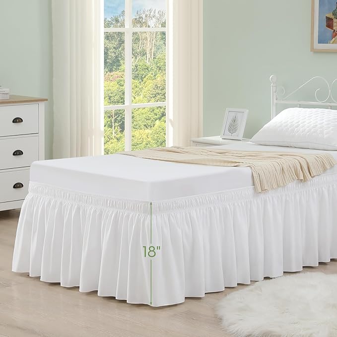 RIMELA Dorm Bed Skirt Twin XL 18 Inch Drop, Extra Long Wrap Around Elastic Bed - Image 9