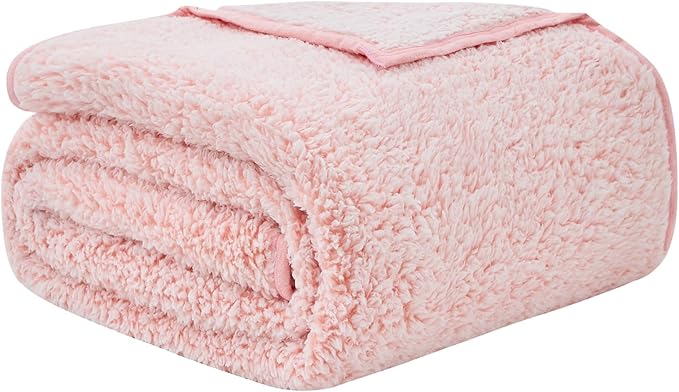 EMME Soft Sherpa Fleece Blanket Reversible Plush Fluffy Large Blanket, Light - Image 7