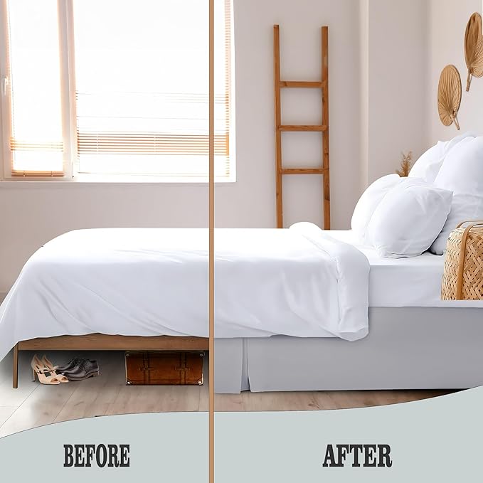 Pleated Bed Skirt King Size, Split Corners, Wrinkle-Resistant Microfiber - Image 4