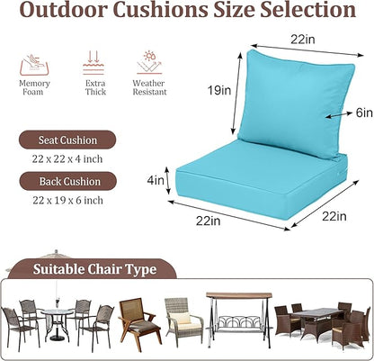 Outdoor Deep Seat Cushions for Patio Furniture Set of 2, Waterproof Outdoor - Image 2