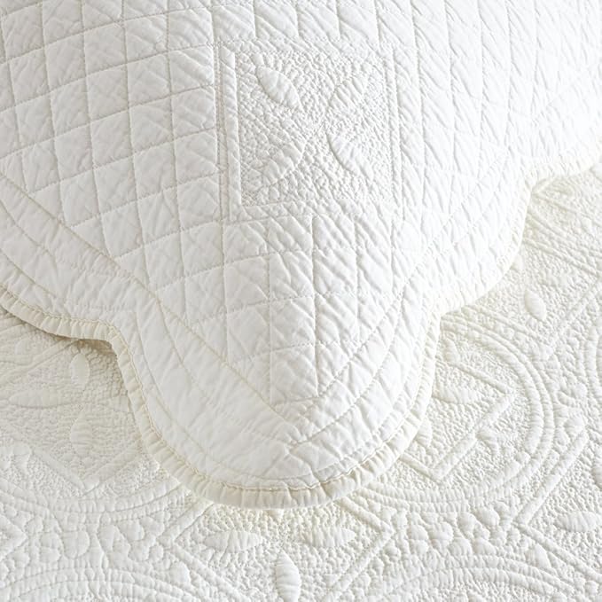 Calla Angel Sage Garden Luxury Pure Cotton Matelasse Quilted Pillow Sham - Image 6