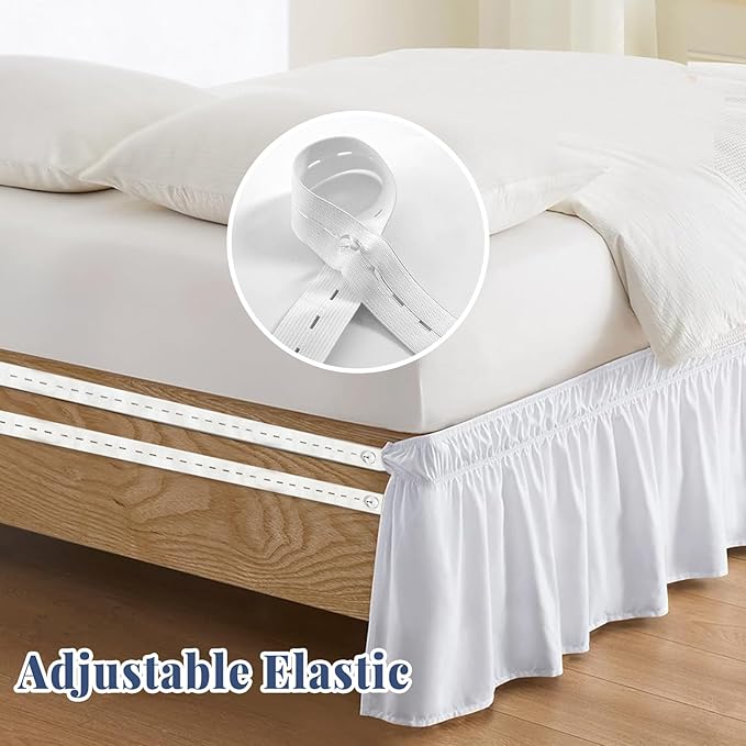 Full Bed Skirt, Elastic Wrap Around Bed Skirt Full Size, Bed Skirts - Image 4