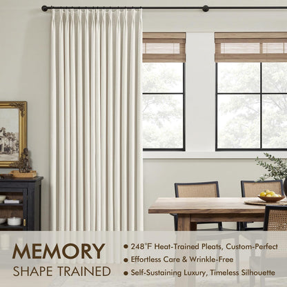 miulee natural pinch pleated 100% blackout linen curtains, close-up detail