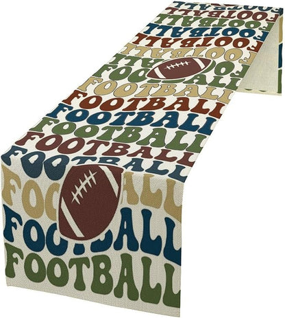 Retro Groovy Football Table Runner Sport Game Days Seasonal Table Runner Soccer by moderw