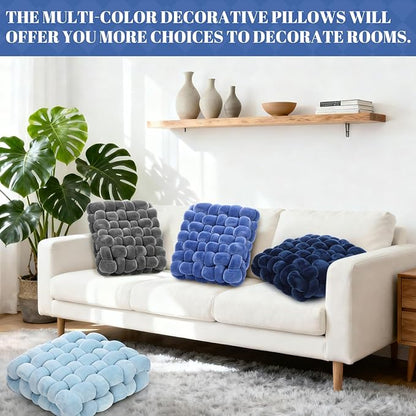 Wenqik 4 Pcs Square Knot Pillows Knotted Plush Soft Throws Accent Pillows - Image 6
