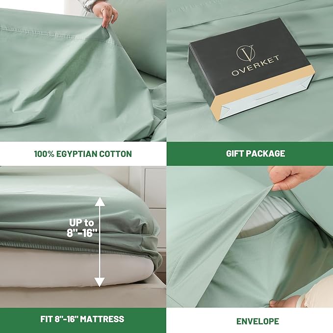 Egyptian Cotton Sheets Full Size 4PCS 1000 Thread Count Sateen Weave Soft - Image 4