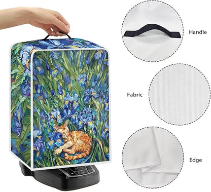 Cute Iris Cat Coffee Maker Cover – Dust Protection Stain Resistant Washable - Image 5