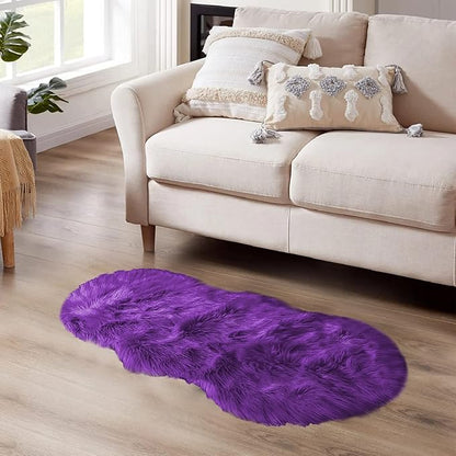 Latepis Fluffy Rug for Bedroom 2x4 Purple Shag Rugs Washable Faux Fur Sheepskin - Image 2