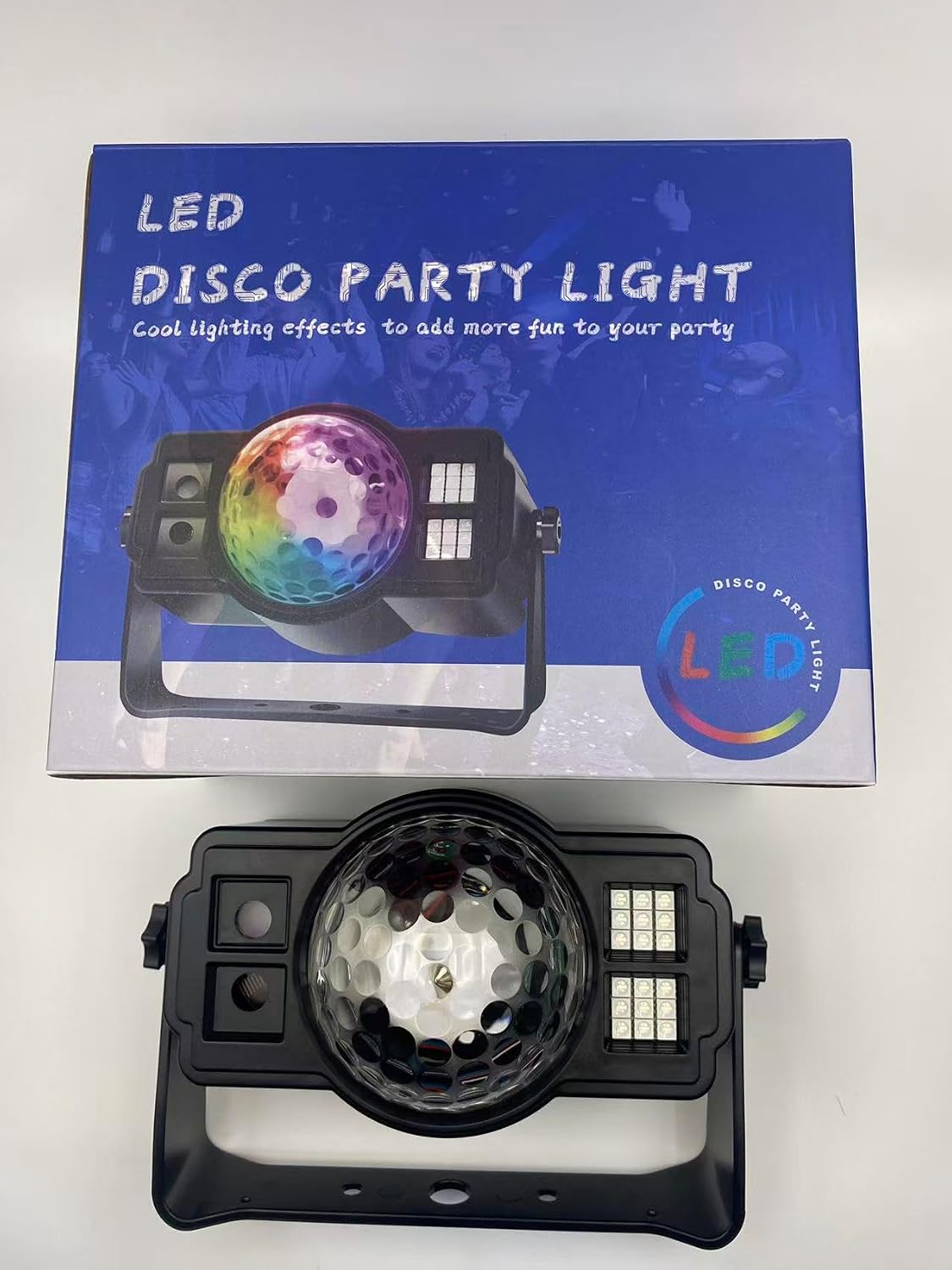 3-in-1 Disco Ball Party Lights, Sound Activated DJ Strobe Light with 60 Patterns, USB Powered Disco Light Projector for Room Decor, Glow Party Supplies, Birthday, Christmas, Halloween