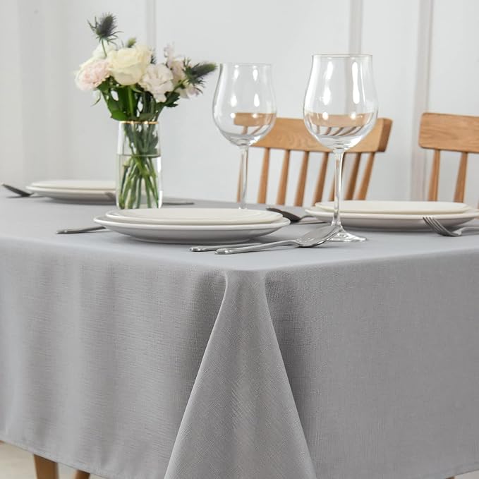 maxmill Rectangle Slubby Textured Tablecloth Waterproof Spillproof Wrinkle Free - Image 2