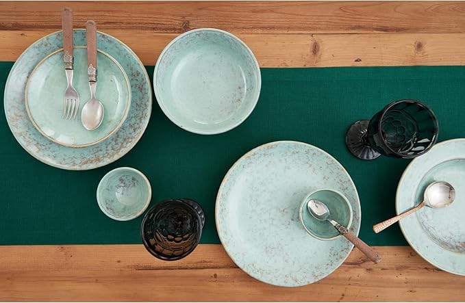 Solino Home Linen Rainforest Green Table Runner 120 Inches Long - Image 3