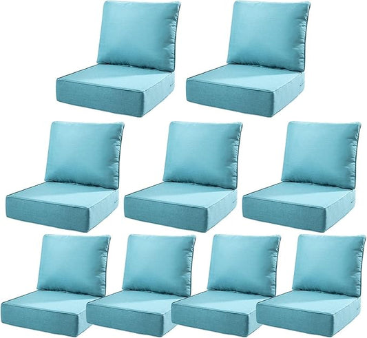 6" Thick Outdoor Cushions 22x24x6, 9-Set Deep Seat Patio Cushions by Pugire