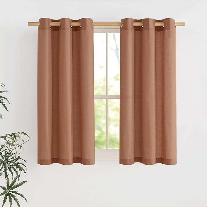 NICETOWN Caramel Short Linen Curtains by NICETOWN