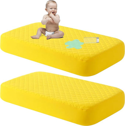 NTBAY 2 Pack Waterproof Crib Mattress Protector, Quilted 28"x52" Toddler Fitted by NTBAY